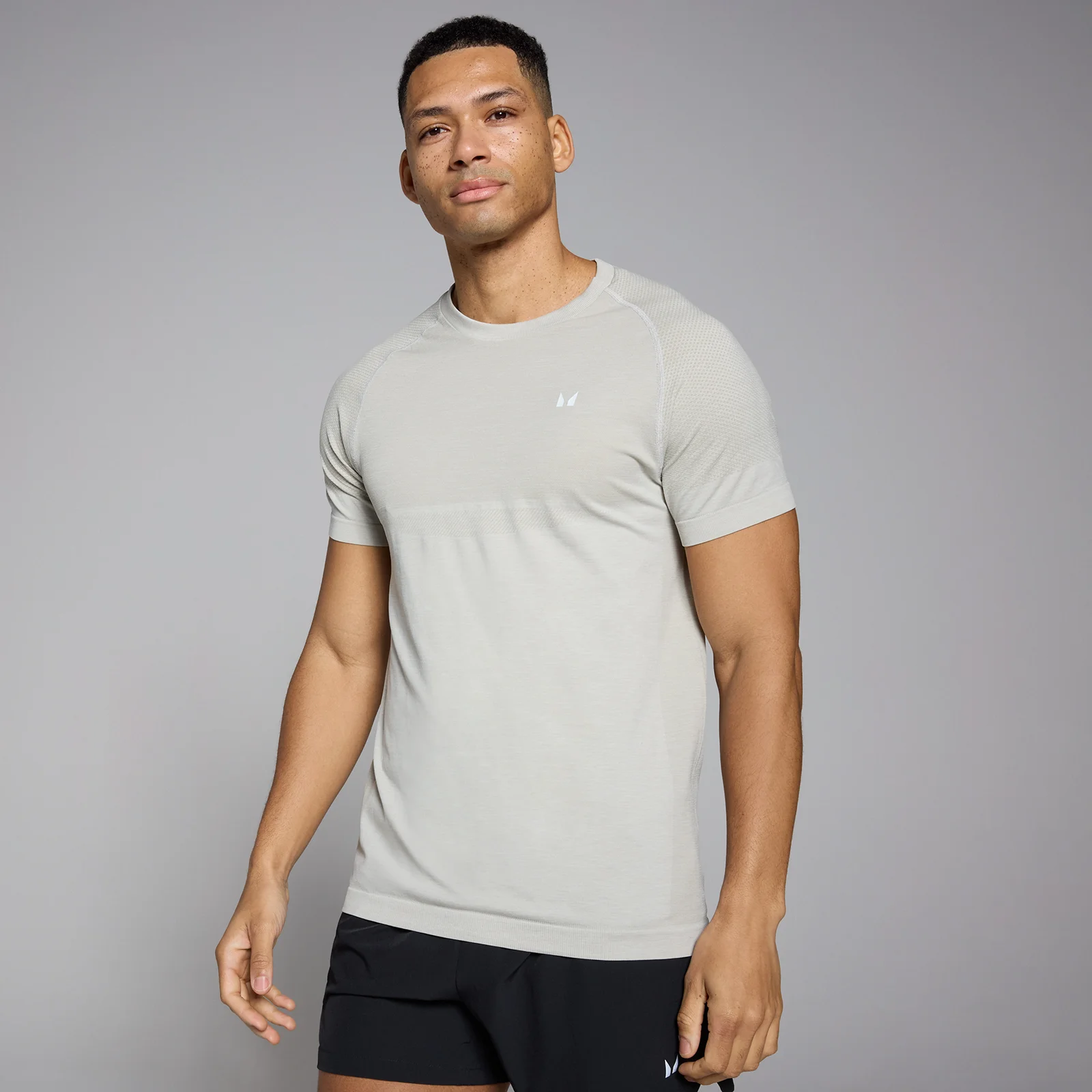 Tricou cu mânecă scurtă MP Seamless pentru bărbați - Sky Grey Marl - XS Imagine 1