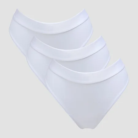 Slip bikini cu talie medie MP pentru femei (set de 3 perechi) - Alb