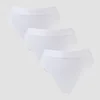 Slip tanga cu talie medie MP pentru femei (set de 3 perechi) - Alb