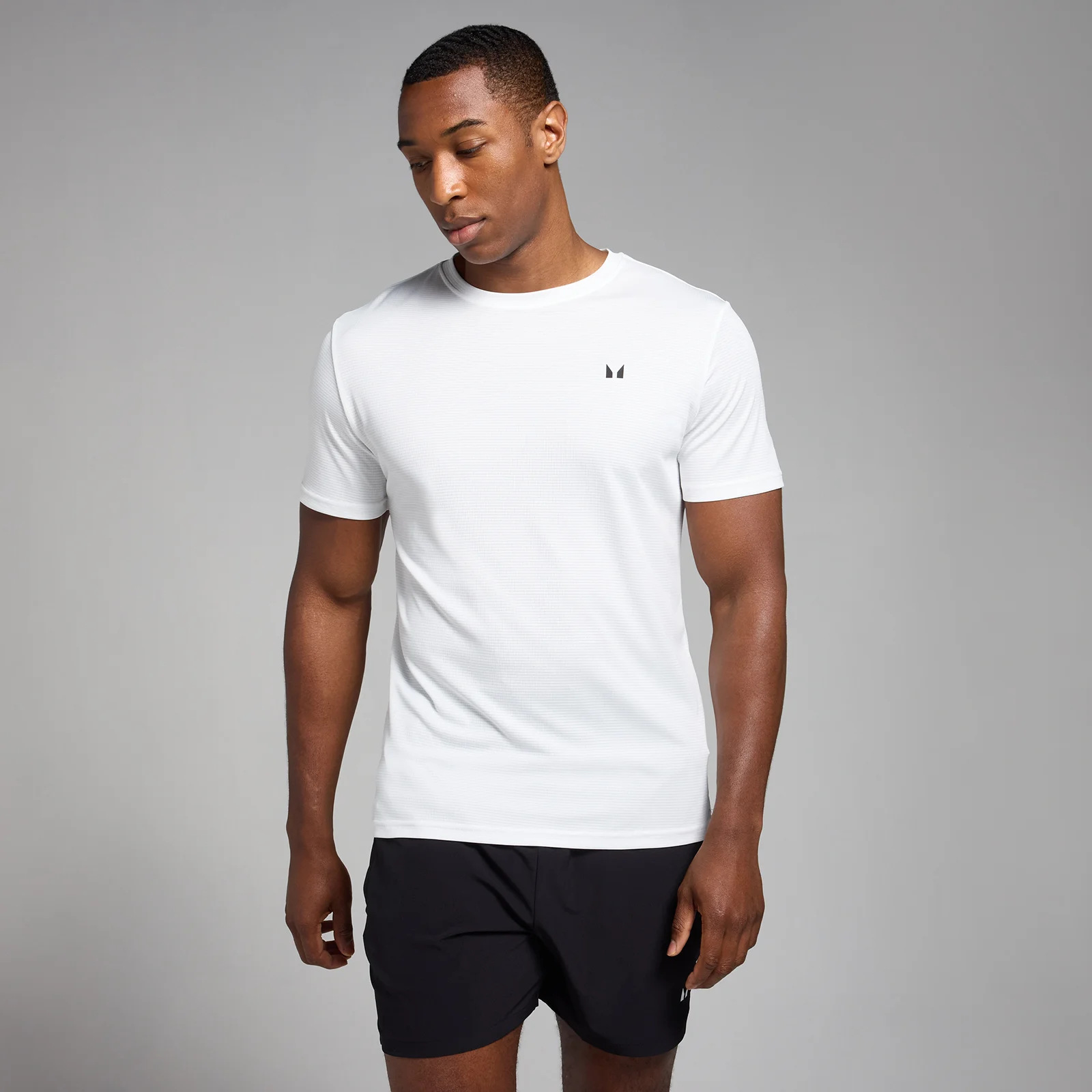 Tricou cu pătrățele MP Active Training pentru bărbați - Alb - XS Imagine 1