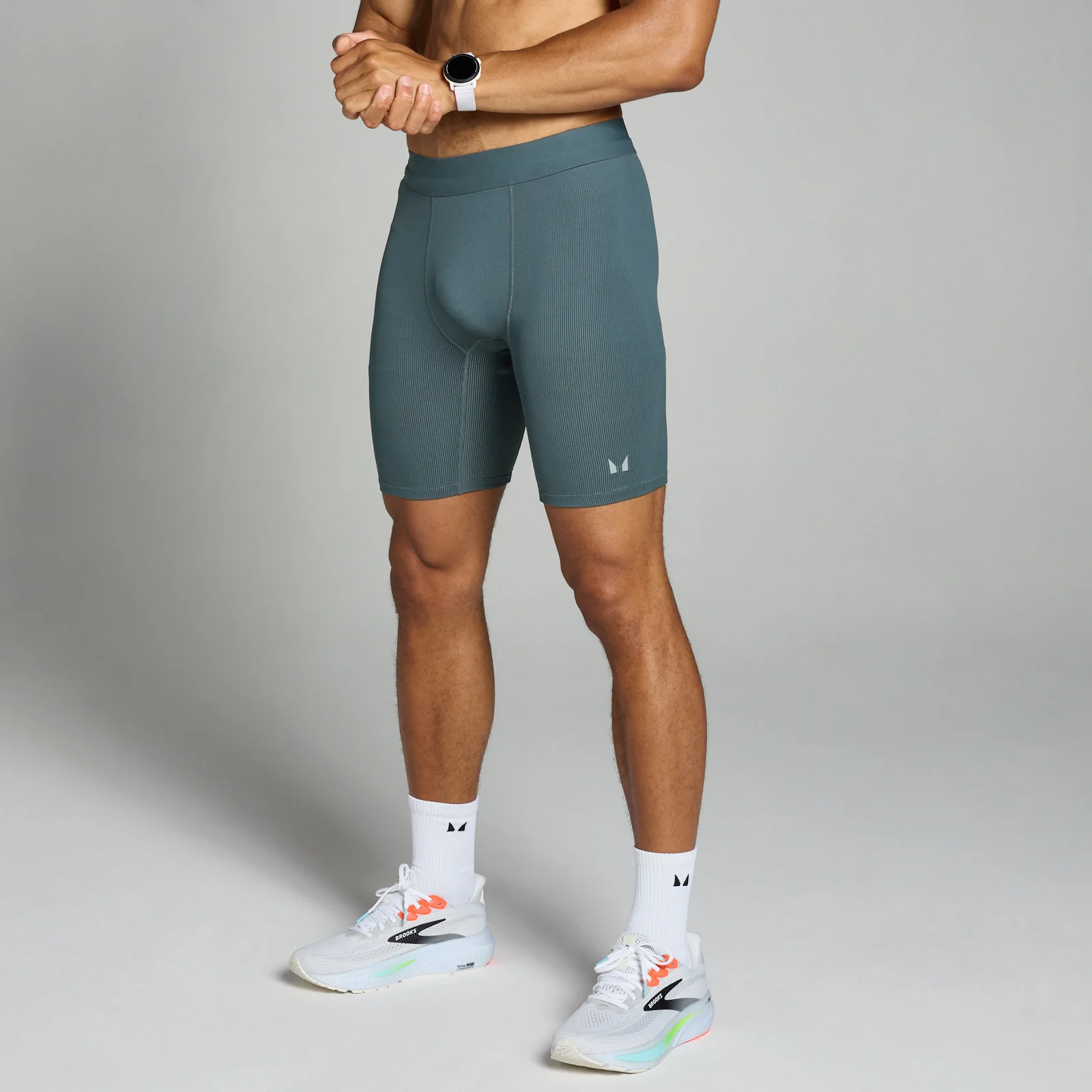 Pantaloni scurți striați MP Velocity Contrast Baselayer pentru bărbați - Dark Slate - XS Imagine 1