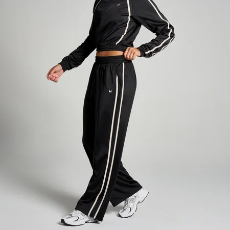 Pantaloni tip jogger de trening cu picior drept din jerseu MP pentru femei - Negru/Alb