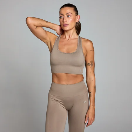 Bustieră sport MP Shape Seamless pentru femei - Light Taupe