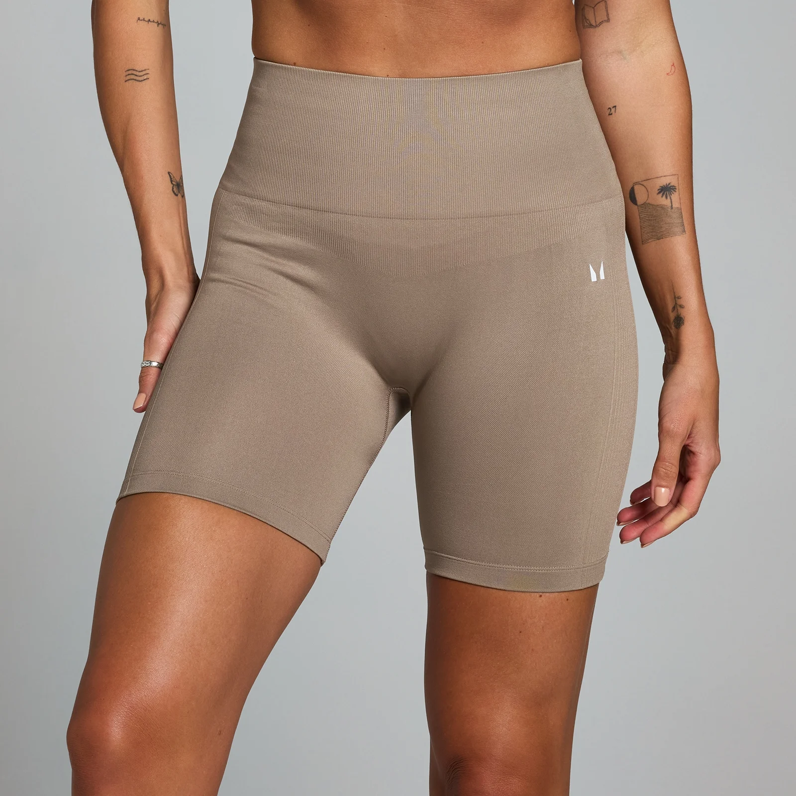 Pantaloni scurți de ciclism MP Shape Seamless pentru femei - Light Taupe - XS Imagine 1