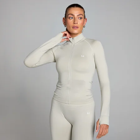 Jachetă cu fermoar complet MP Shape Seamless pentru femei - Ash