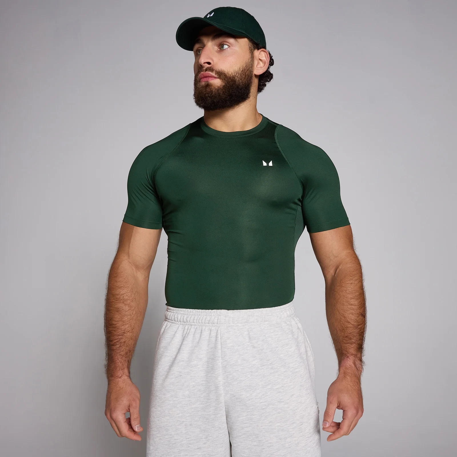 Strat de bază cu mânecă scurtă MP Training pentru bărbați - Dark Emerald - XS Imagine 1