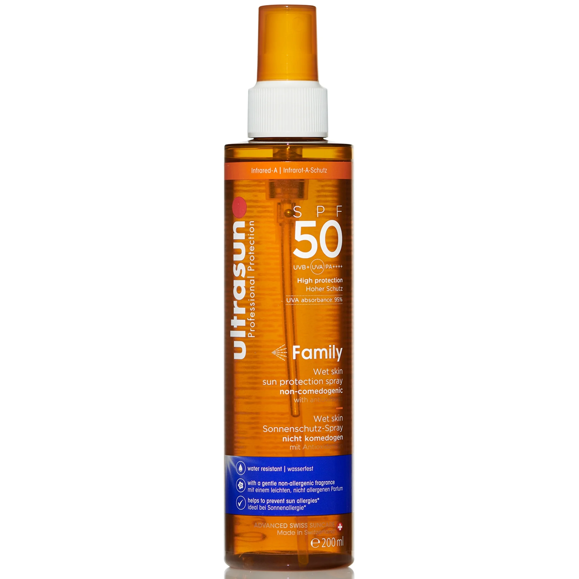 Ultrasun Family Wet Skin Spray SPF50 200ml Imagine 1