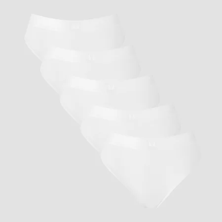Slip tanga cu talie medie MP pentru femei (set de 5 perechi) - Alb