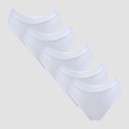 Slip bikini cu talie medie MP pentru femei (set de 5 perechi) - Alb