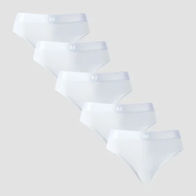 Slip bikini cu talie medie MP pentru femei (set de 5 perechi) - Alb - M Imagine 6