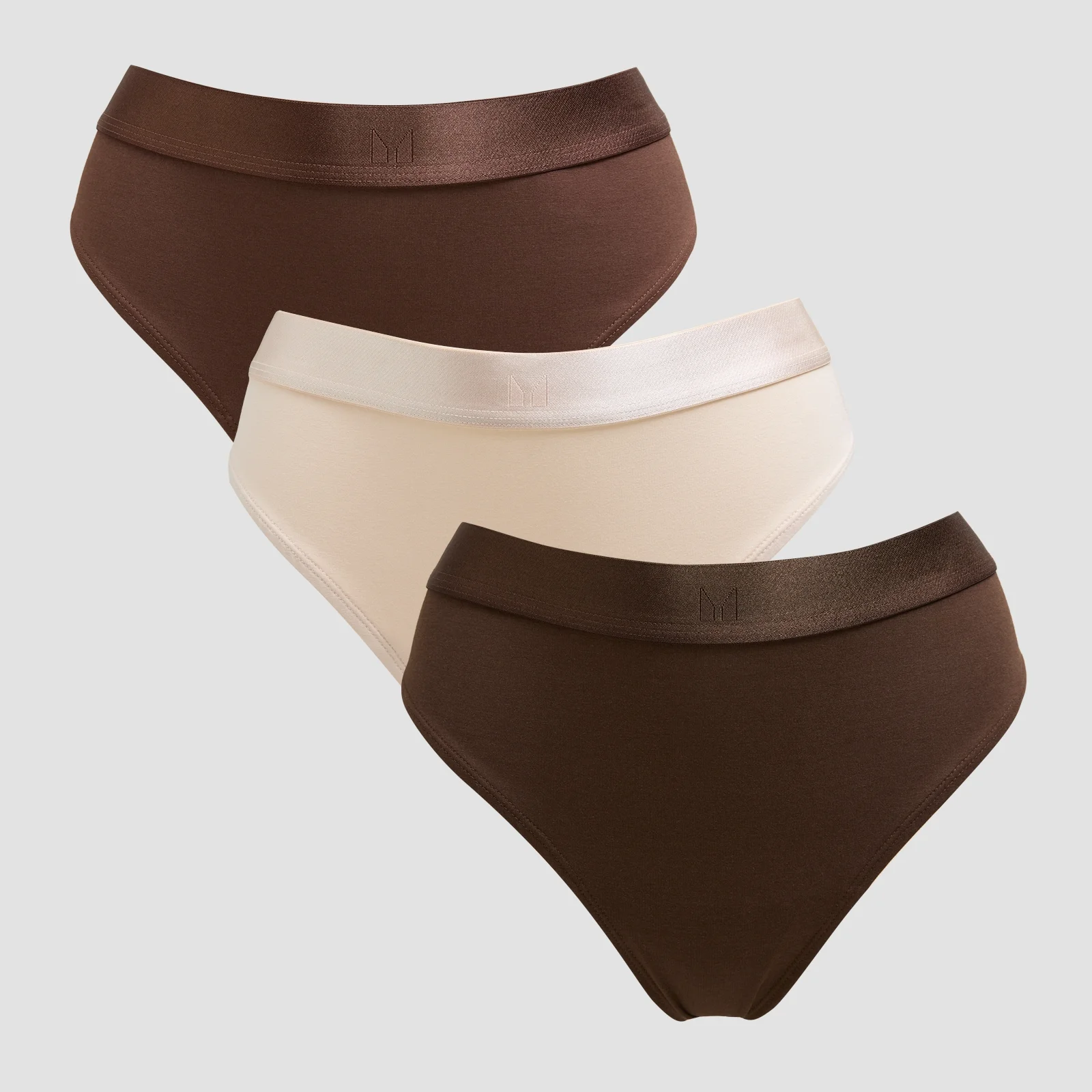 Slip tanga cu talie medie MP pentru femei (set de 3 perechi) - Ciocolatiu intens/Maro/Warm Cream - XS Imagine 1