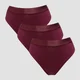 Slip bikini cu talie medie MP pentru femei (set de 3 perechi) - Deep Berry