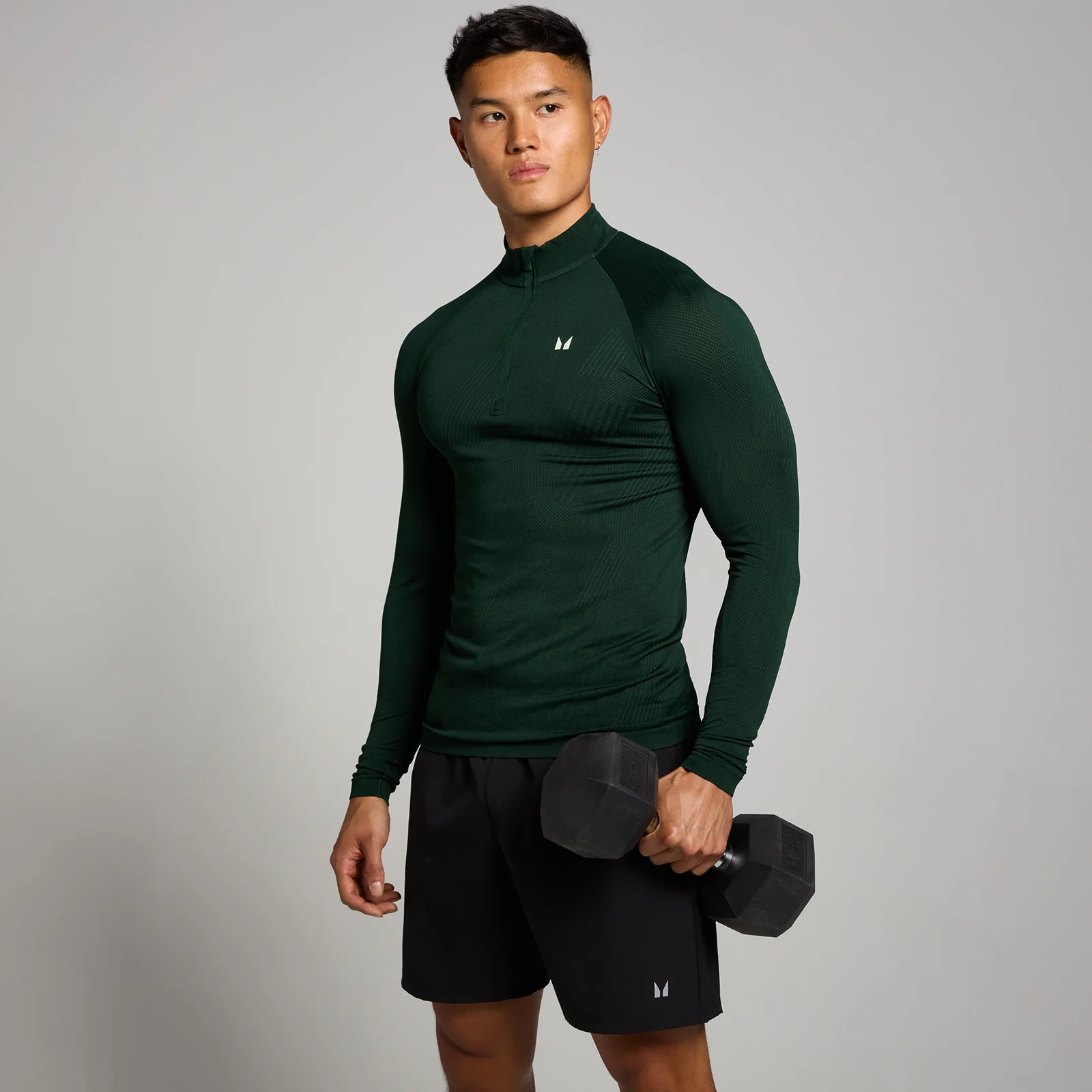 Bluza cu fermoar 1/4 MP Tempo Pillar Graphic Seamless pentru bărbați - Dark Emerald - XS Imagine 1