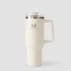 Sticlă Myprotein din metal cu mâner lateral și pai 1200ml - Ecru