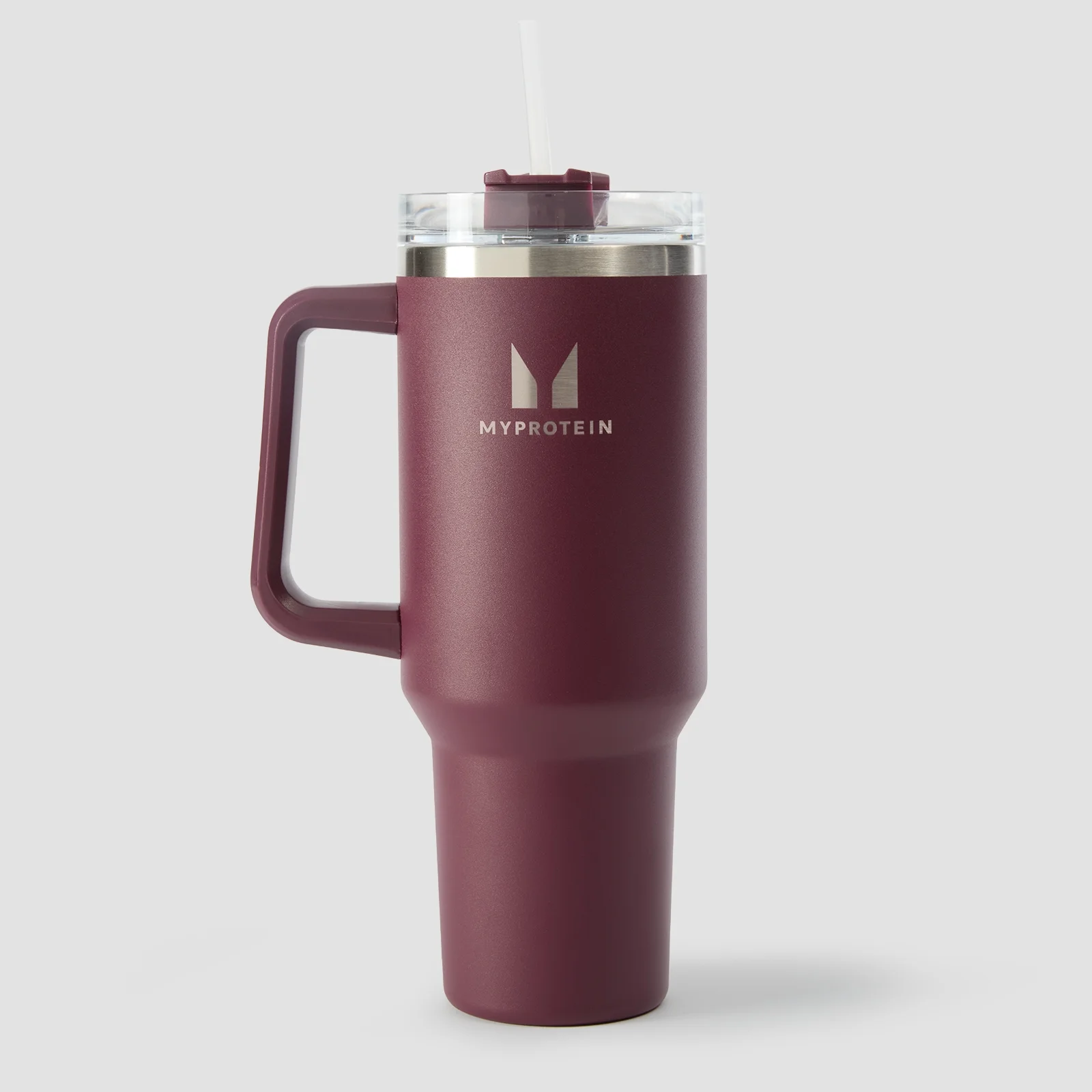 Sticlă Myprotein din metal cu mâner lateral și pai 1200ml - Roșu intens Imagine 1
