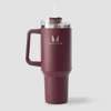 Sticlă Myprotein din metal cu mâner lateral și pai 1200ml - Roșu intens