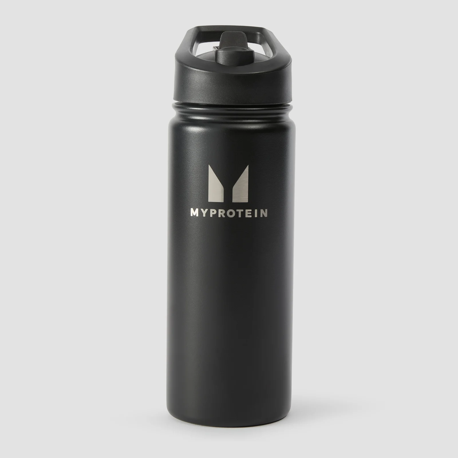 Sticlă din metal reciclat cu pai rabatabil, 500ml Myprotein - Negru Imagine 1