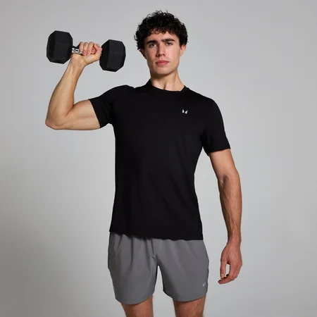 Tricou cu pătrățele MP Active pentru bărbați - Negru