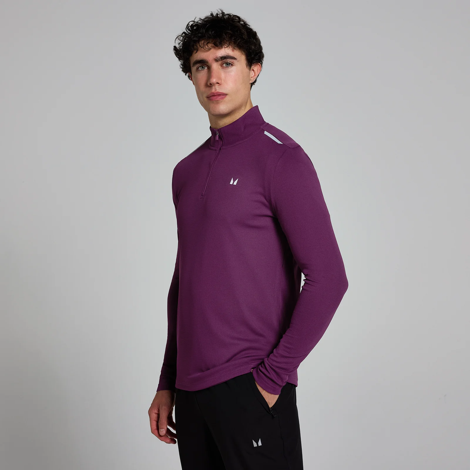 Bluză cu pătrățele și fermoar 1/4 MP Active pentru bărbați - Plum - S Imagine 1