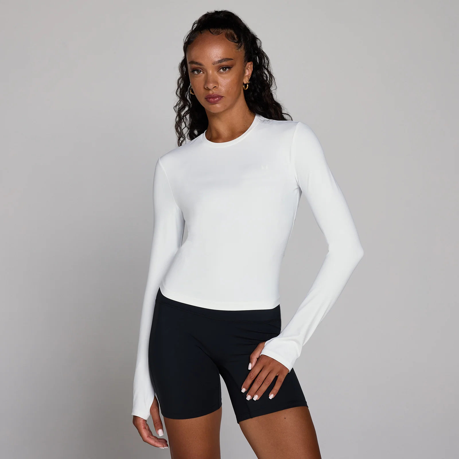 MP Women's Tempo Long Sleeve Top With Thumbholes - White - White - XL Imagine 1
