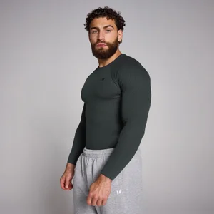 Bluză mulată striată cu mânecă lungă MP Origin pentru bărbați - Negru prespălat - Size XS