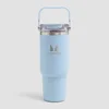 Sticlă Myprotein din Metal Reciclat cu Mâner Superior și Pai 900 ml - Albastru deschis
