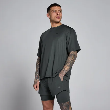 Tricou MP Hybrid Supradimensionat din Plasă pentru Bărbați - Negru Spălat