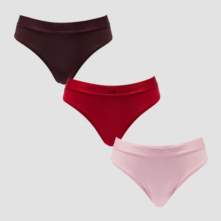 Chiloți Bikini Talie Medie Damă MP (Pachet de 3) - Blush/Roșu Trandafir/Fudge
