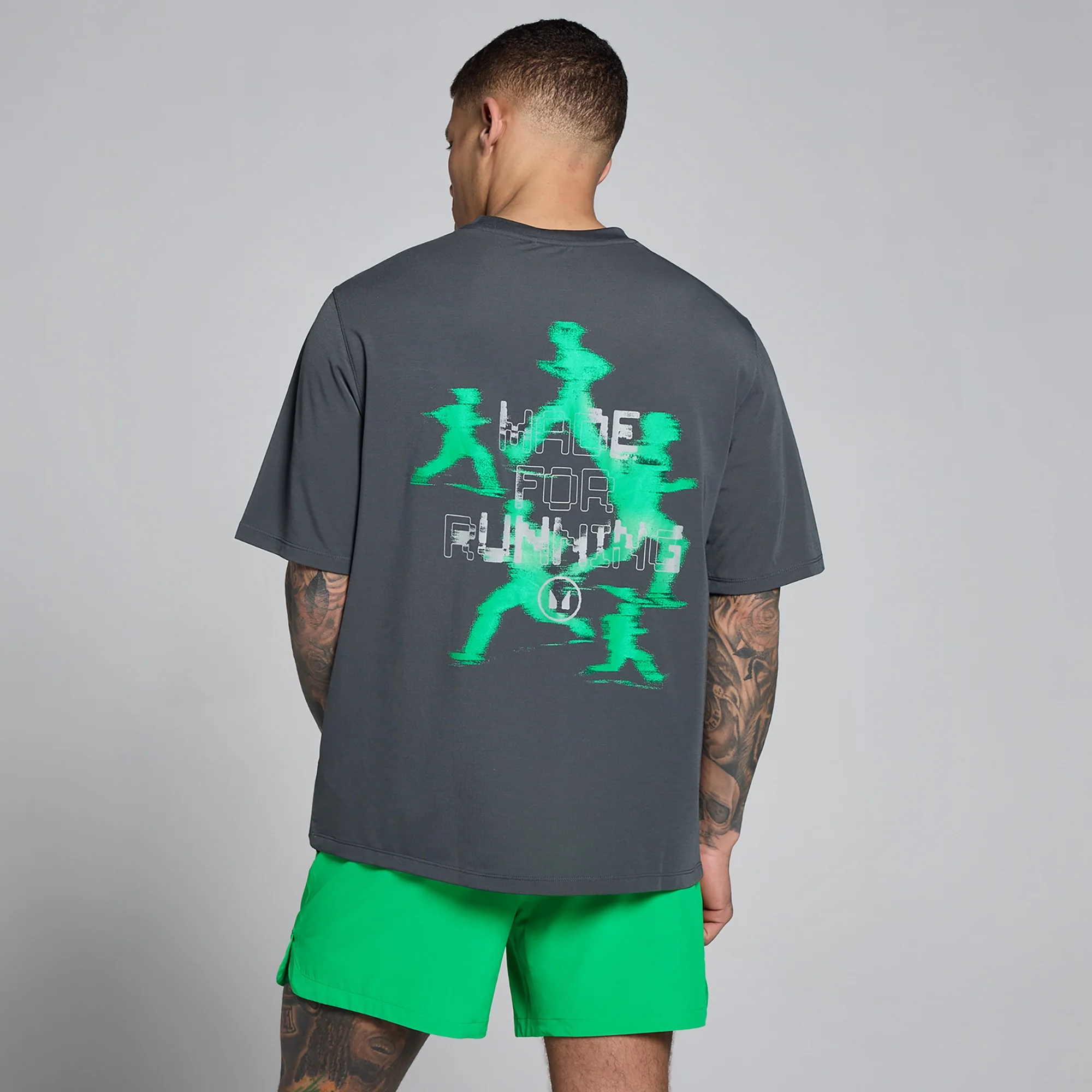 Tricou Bărbați MP Velocity Graphic Bumbac Modal - Gri Închis / Verde - XS Imagine 1