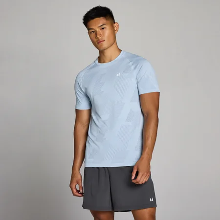 Tricou Fără Cusături MP Tempo Pillar Graphic pentru Bărbați - Albastru Breeze