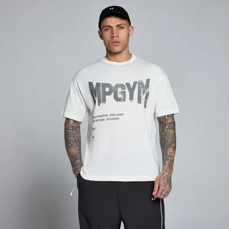 Tricou Bărbați MP Lift Burnout Bumbac cu Grafică - Alb retro