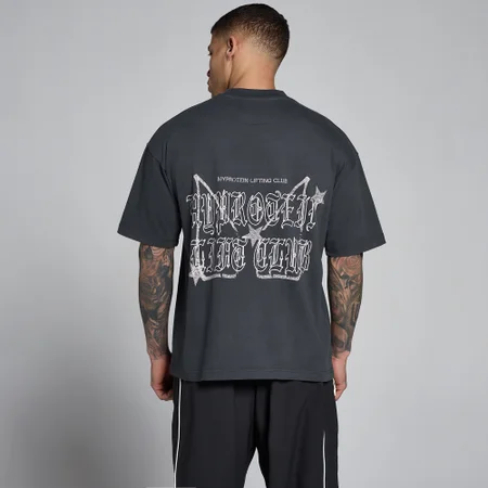 Tricou Supradimensionat din Bumbac cu Grafică Lift MP pentru Bărbați - Gri Închis