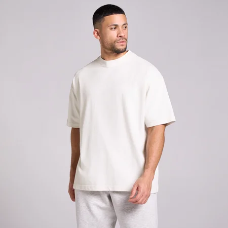Tricou Bărbați MP din Bumbac Supradimensionat Spălat - Alb Vintage
