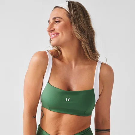 Sutien Sport Damă MP X Tatiana cu Detalii Contrastante și Spate Răsucit - Verde Palm