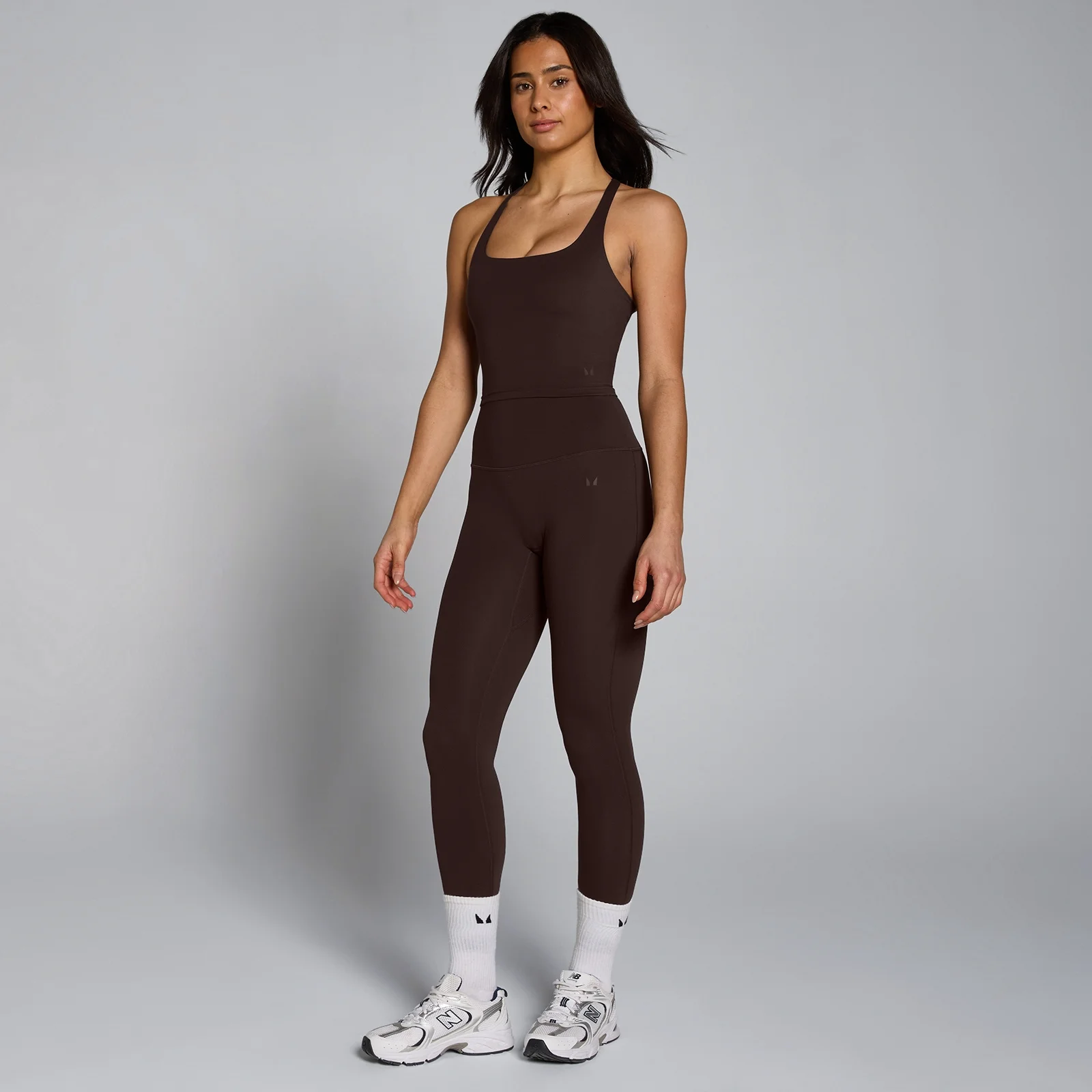 Top Damă MP Tempo cu Bretele și Spate Racerback - Cacao - L Imagine 3