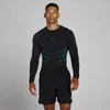 Top Fără Cusături Mânecă Lungă Lift Muscle Fit - Negru Decolorat/Albastru Power