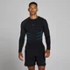 Top Fără Cusături Mânecă Lungă Lift Muscle Fit - Negru Decolorat/Albastru Power