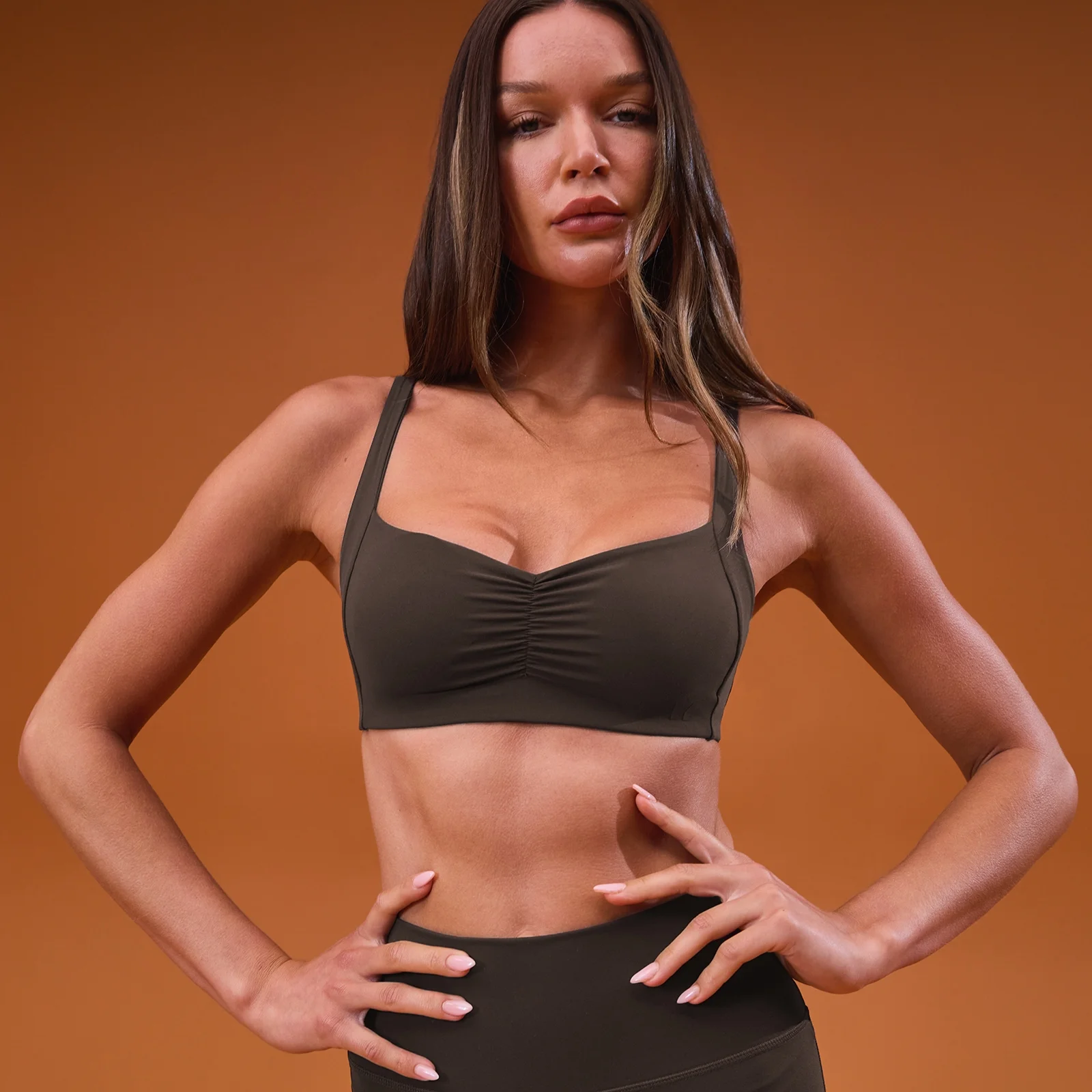 Sutien Sport MP Tempo Scrunch Minimal pentru Femei - Cacao - XS Imagine 1