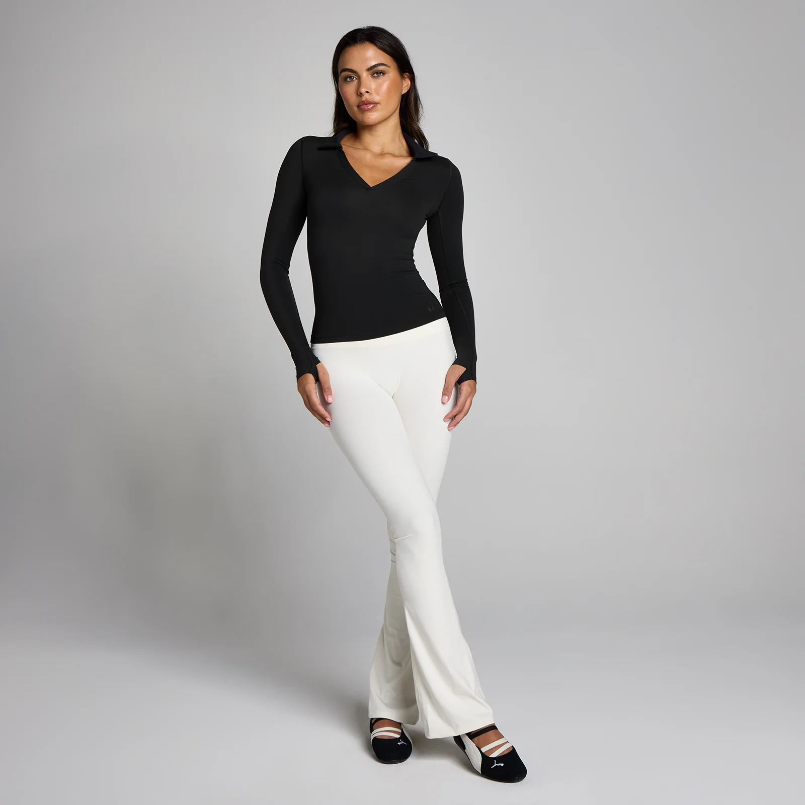 MP de Damă Tempo Long Sleeve Collared Top - Negru - M Imagine 3