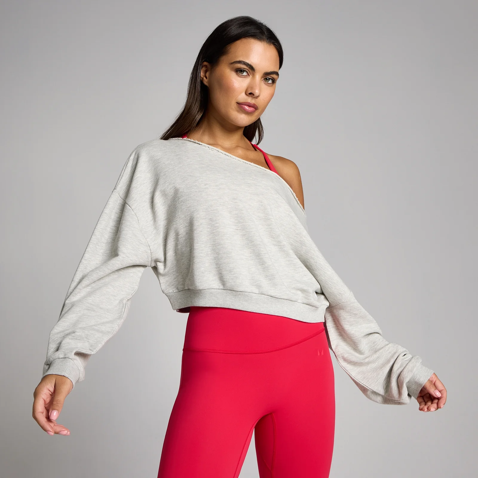 MP Damă Off The Shoulder Bluză sport - Grey Marl - S Imagine 1