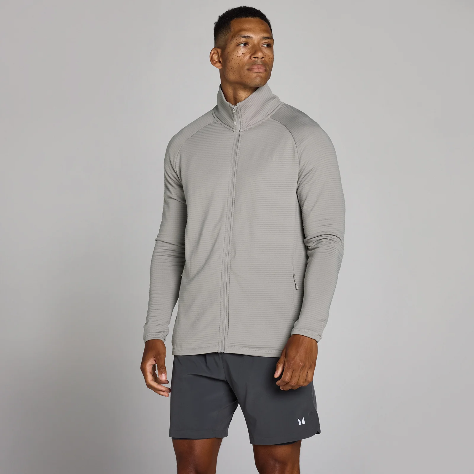 Bluză cu fermoar MP Men's Training Ultra Gridded - Gri Chalk - XS Imagine 1