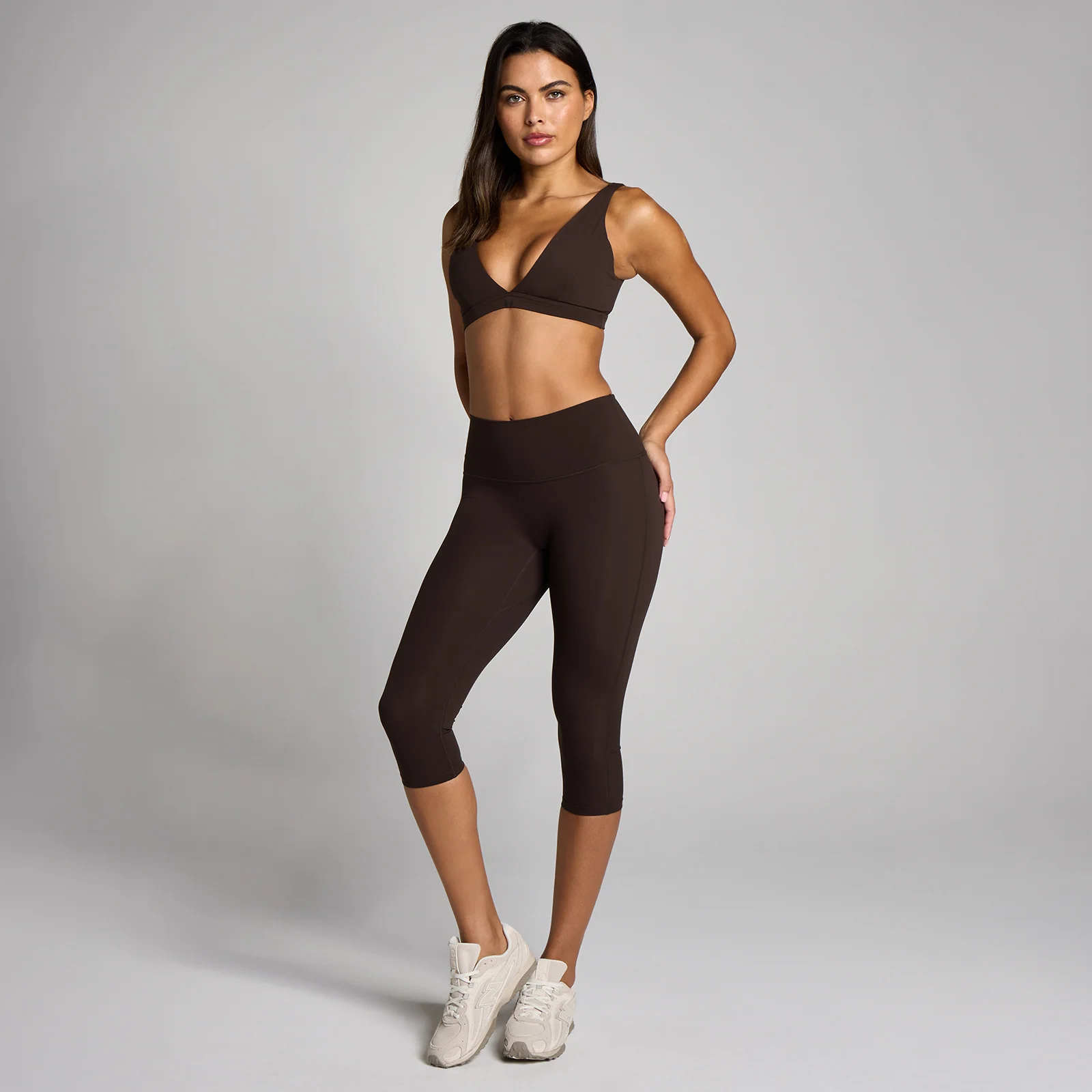MP de Damă Tempo Capri Leggings - Cacao - S Imagine 3