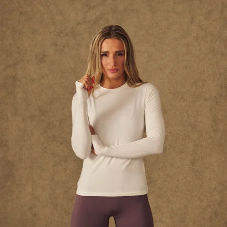 Tricou cu Mânecă Lungă și Găuri pentru Degete MP pentru Femei X Tatiana - Pearl