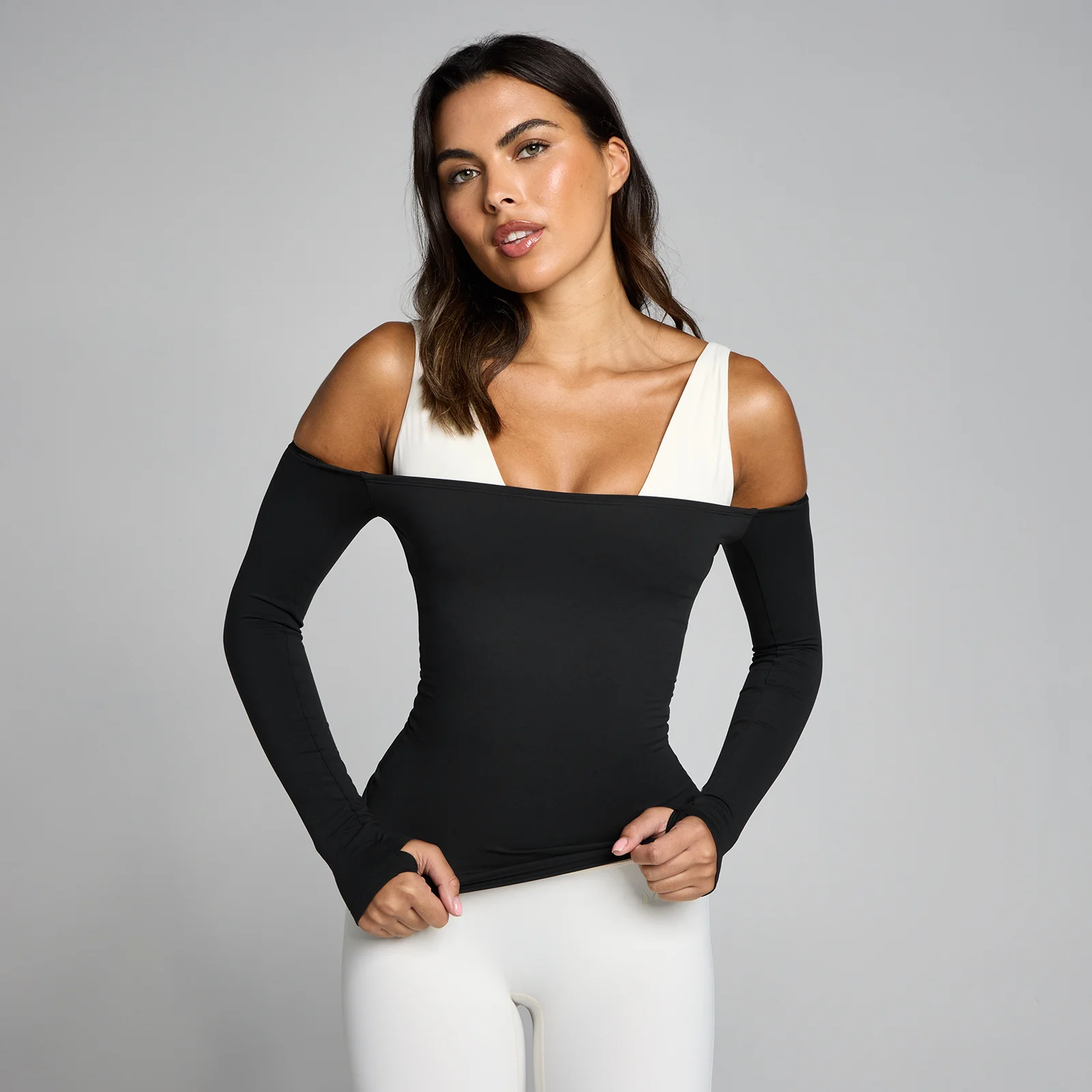MP de Damă Tempo Off The Shoulder LS Top - Negru - S Imagine 1