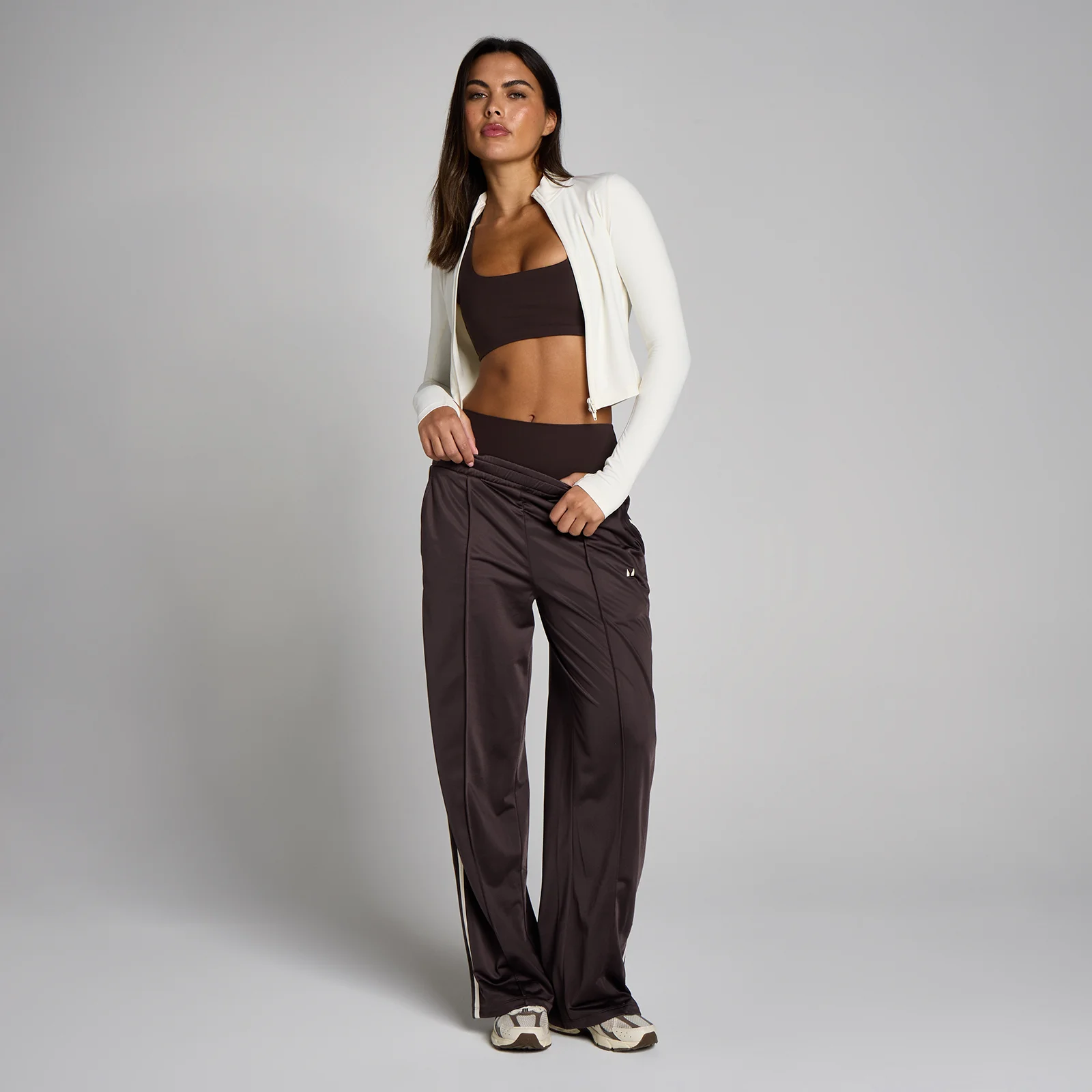 Pantaloni Sport MP Tricot Track cu Picior Drept pentru Femei - Cacao/Vanilie - M Imagine 3