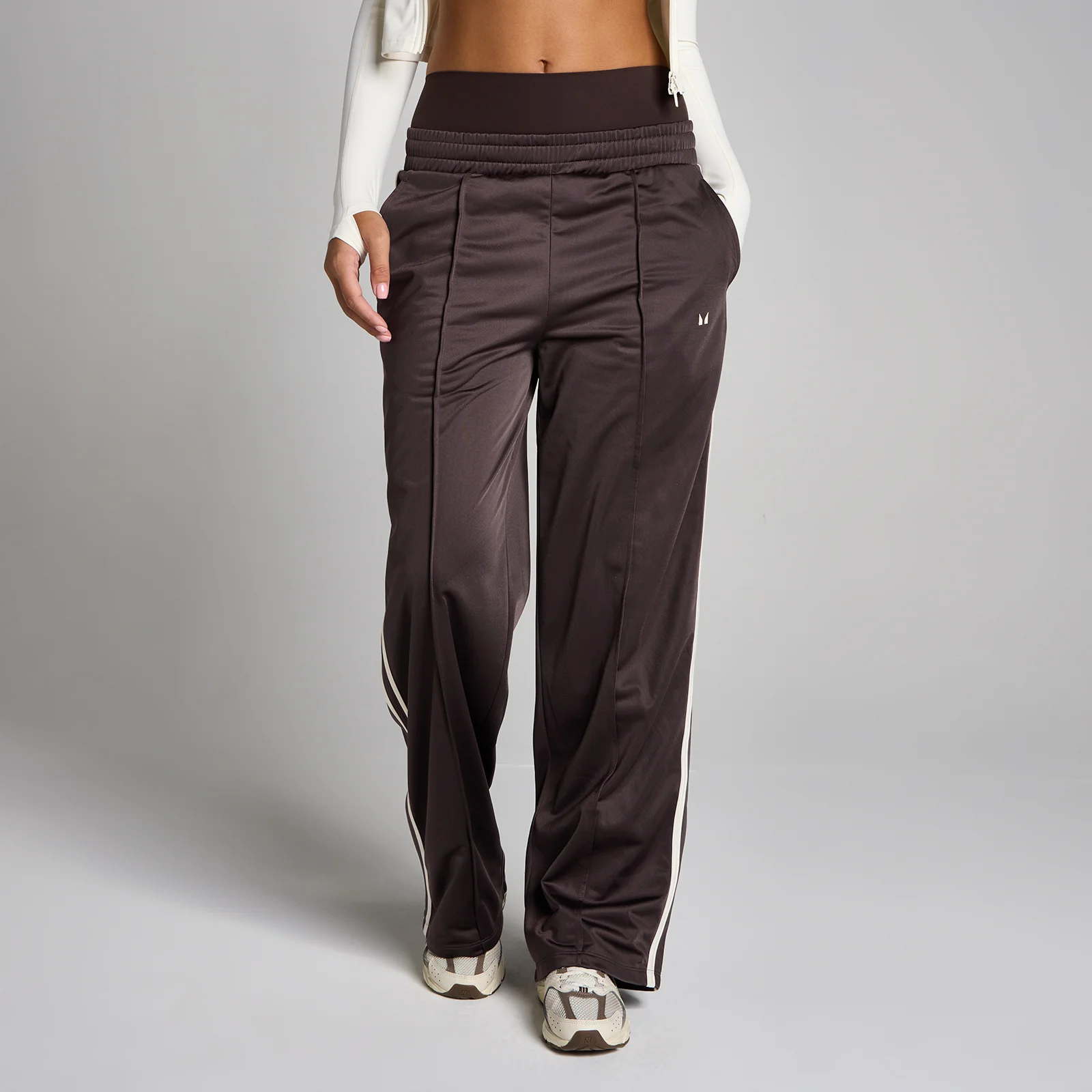 Pantaloni Sport MP Tricot Track cu Picior Drept pentru Femei - Cacao/Vanilie - M Imagine 2