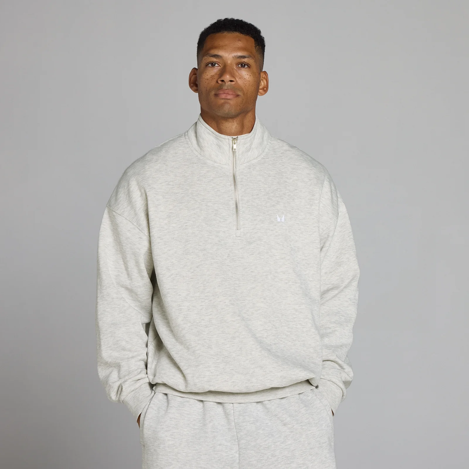 MP Men's Rest Day Oversized 1/4 Zip - Light Grey Marl - M Imagine 1