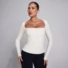 Top cu Mânecă Lungă și Decolteu Pătrat MP SculptForm pentru Femei - Perla