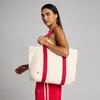 Geantă Tote din Bumbac Bicoloră MP - Bumbac Natural/Chilli