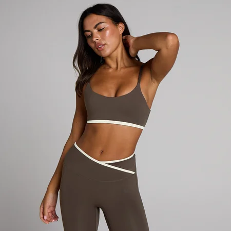 Sutien Sport cu Contrast Tempo pentru Femei MP - Ciocolată